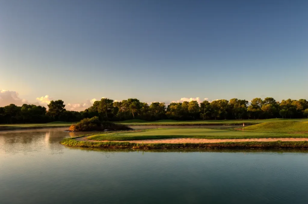 Son Antem West Golf Course View of Hole 14 Lake and Green in Mallorca