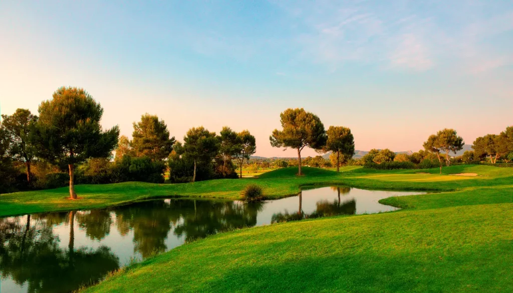 Son Antem West Golf Course View of Fairway and lake on Hole 9 in Mallorca